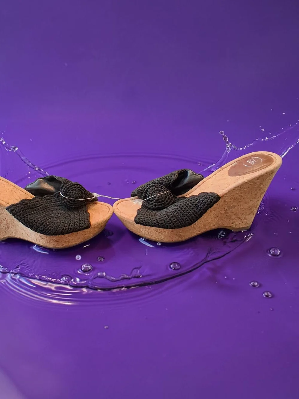 The Sak Black Crochet Slide Sandals
